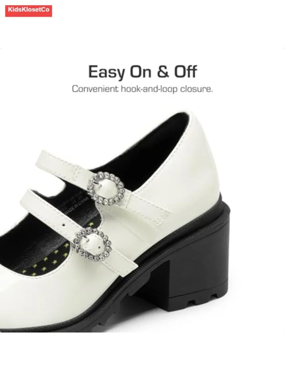 Girls Mary Jane Flats Chunky Heel Faux Leather School Party Dress Shoes Double